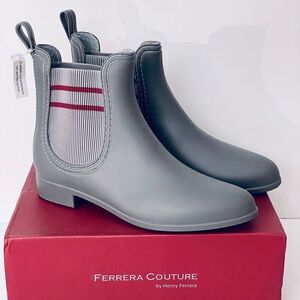 NWT Ferrera Couture 8 by Henry Ferrera Clarity Grey Rain Booties Boots w/elastic